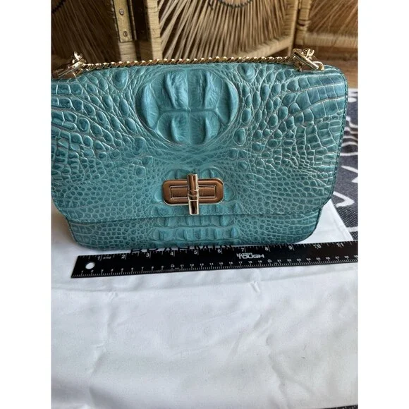 New Brahmin Mermaid Green Rosalie Crossbody with Turn Lock Flap Closure - Picture 9 of 10